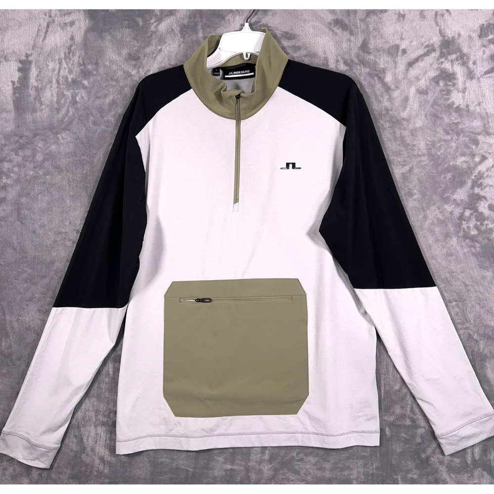 J Lindenberg Matias Mid Layer Shirt Mens XL 1/4 Zip Golf Green White Colorblock